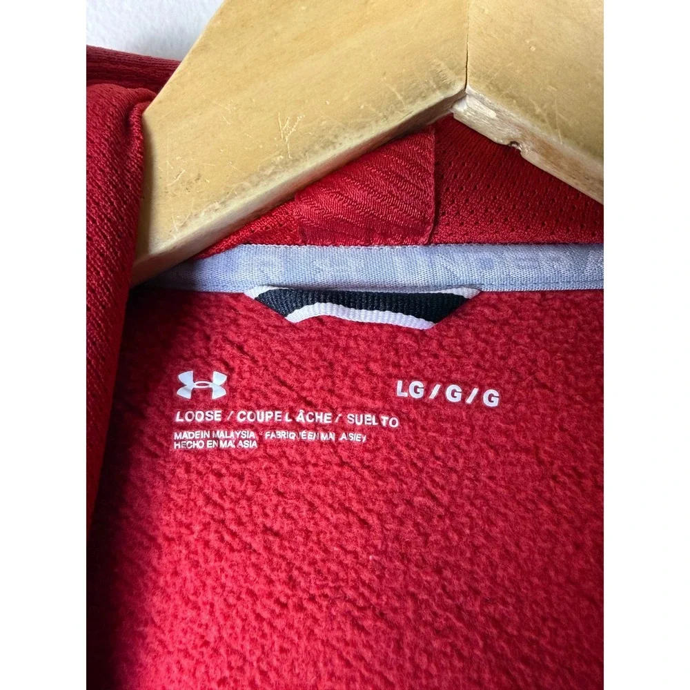 Under Armour Wisconsin Badgers NCAA Pullover Hoodie Sweatshirt Mens L Red
